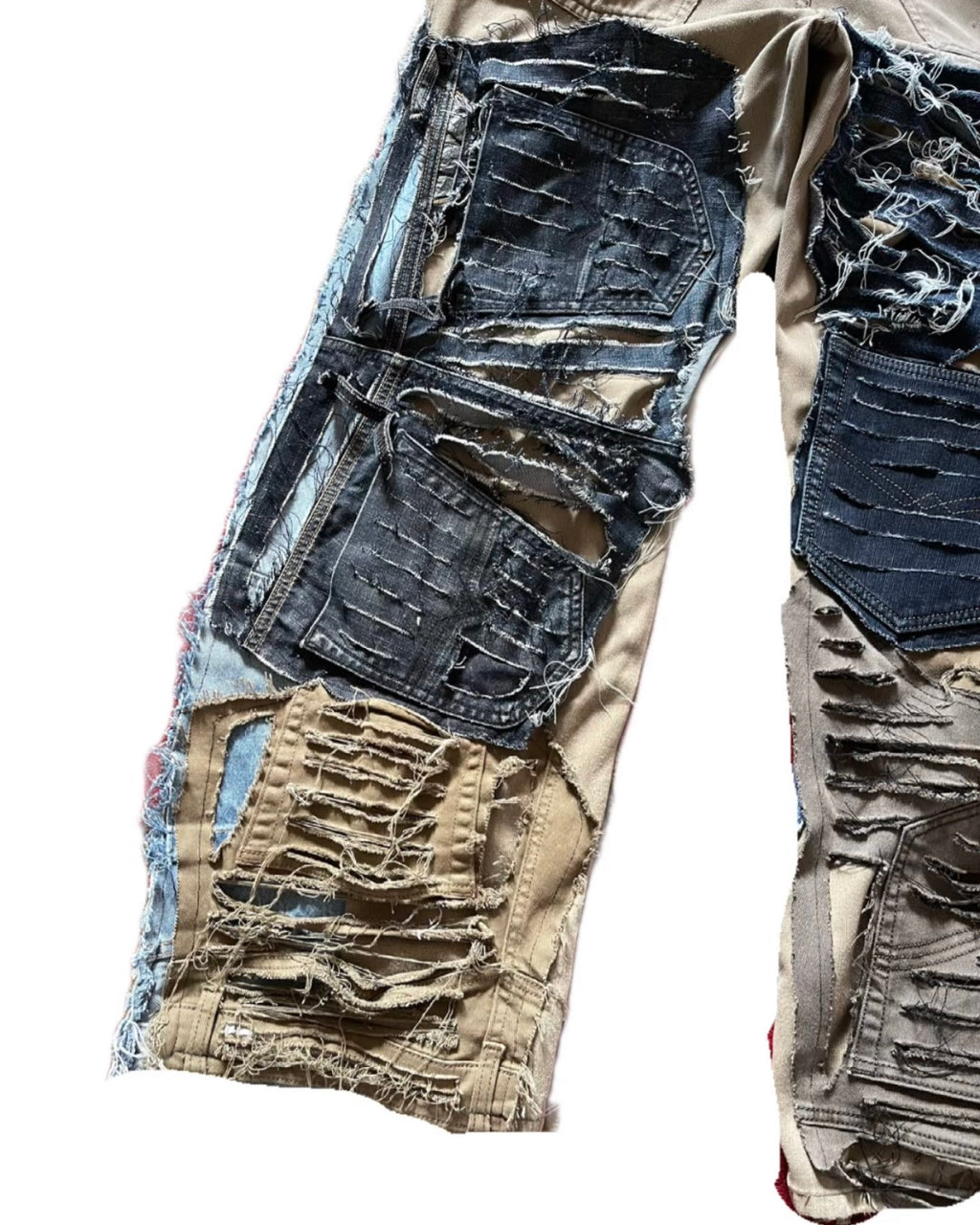 Dystopian Destroyed Patchwork Distressed Wide Open Denim